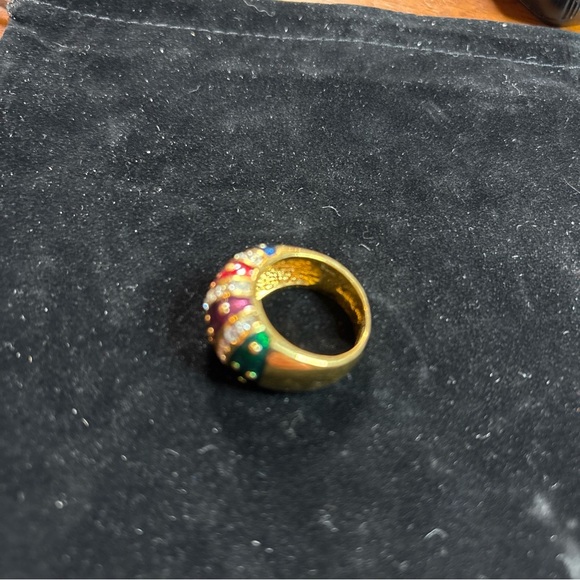 178 Joan Rivers Red, Blue, Green&Purple Enamel Rhinestone Gold Tone Dome  7.75 - Picture 3 of 10